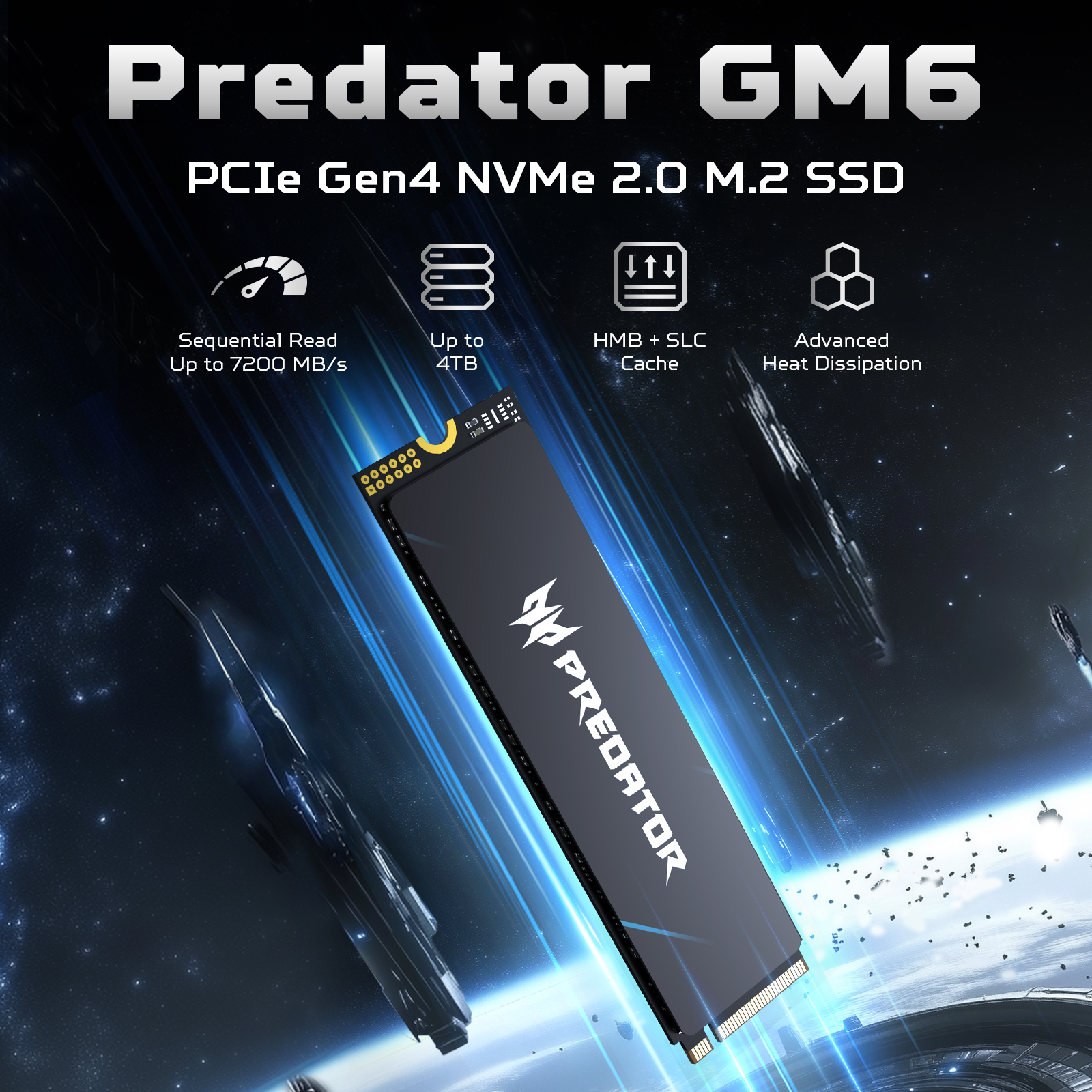 ACER PREDATOR GM6 NVMe SSD, 1TB/2TB M.2 2280 Game Drive, Read