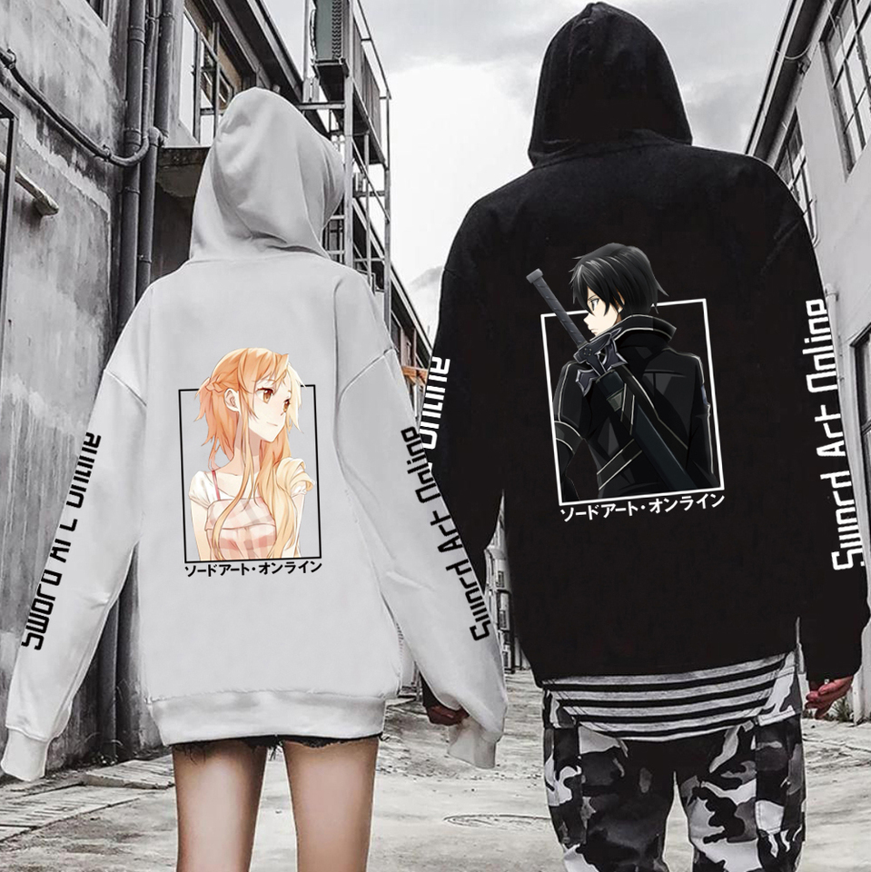 Anime Sword Art Online Plus Size Hoodie Kirito And Asuna Men Women