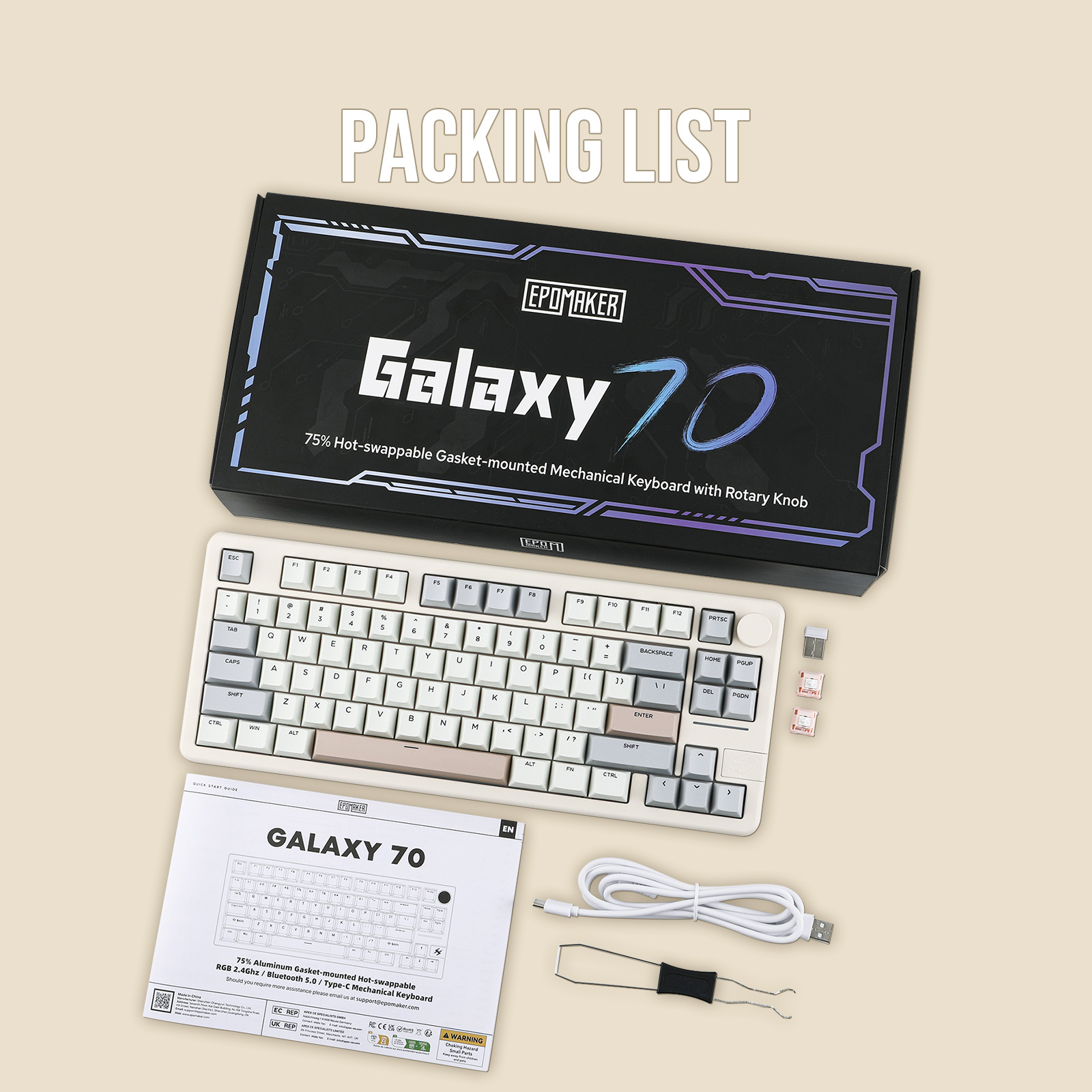 EPOMAKER Galaxy 70 75% + Knob Configuration Gasket-Mounted Wired