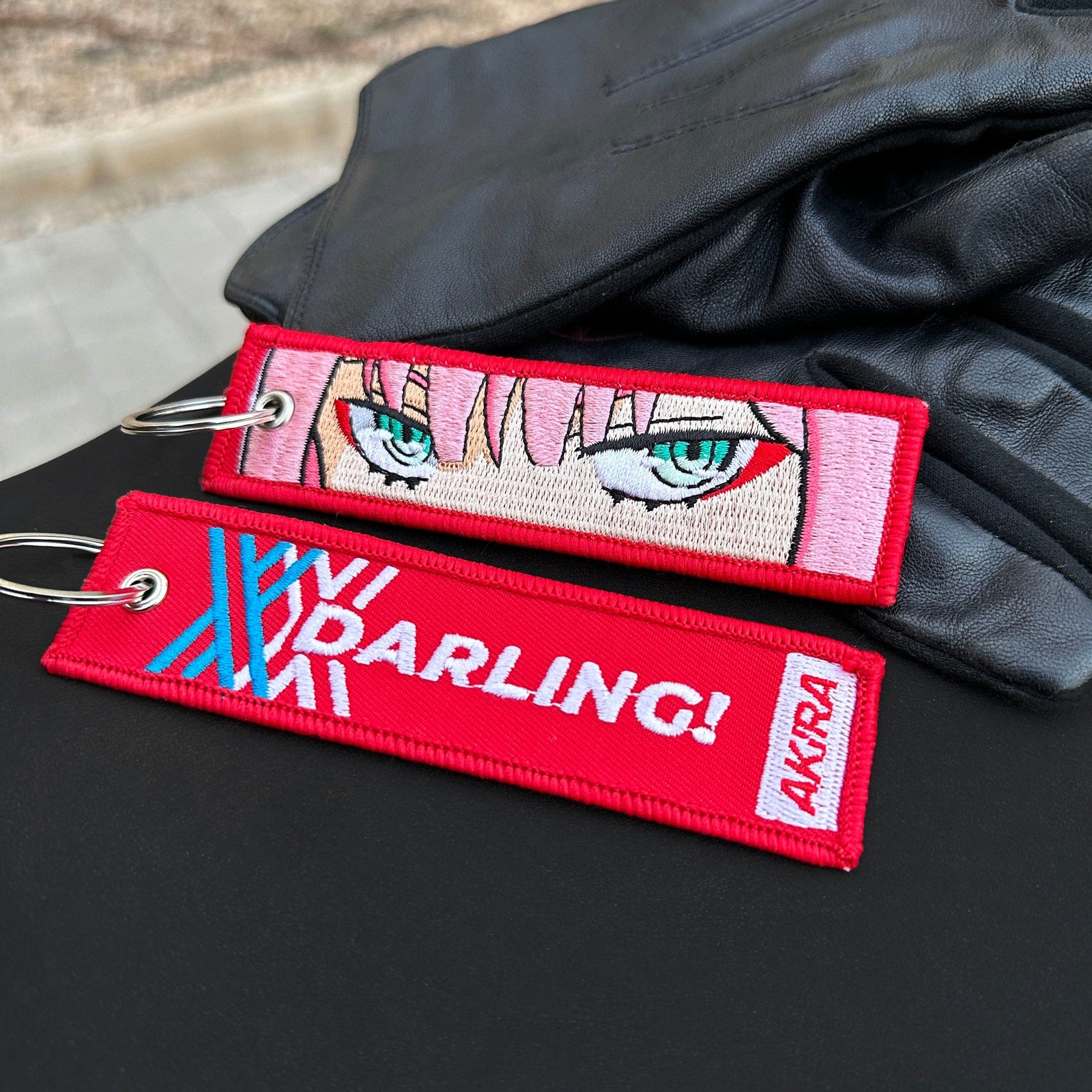 Zero Two Embroidered Keychain – Darling in the Franxx Anime Keytag