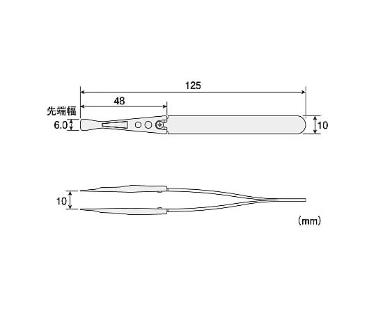62-2993-58 ESDチップピンセット 先端幅6.0mm(ヘラ型) P-645-S 【AXEL