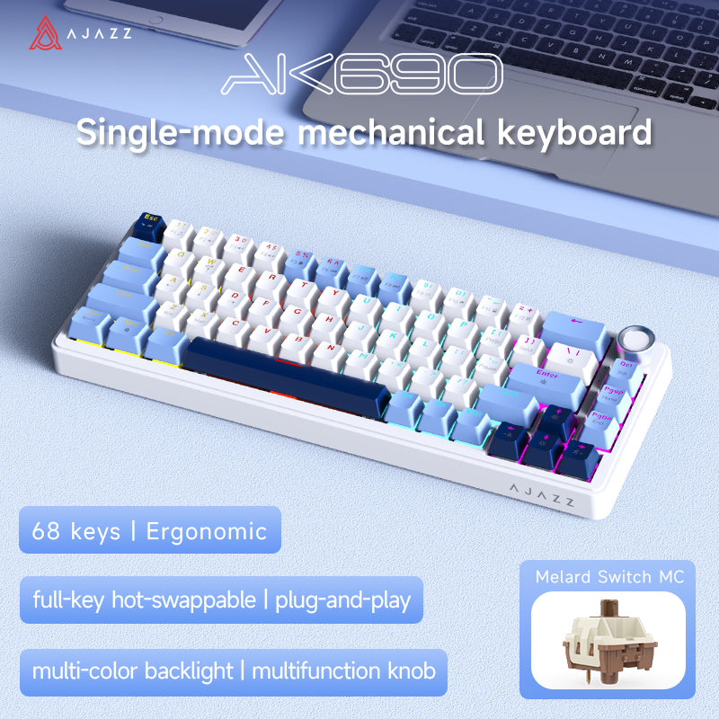 AJAZZ AK690 68-key mechanical keyboard with ergonomic design hot