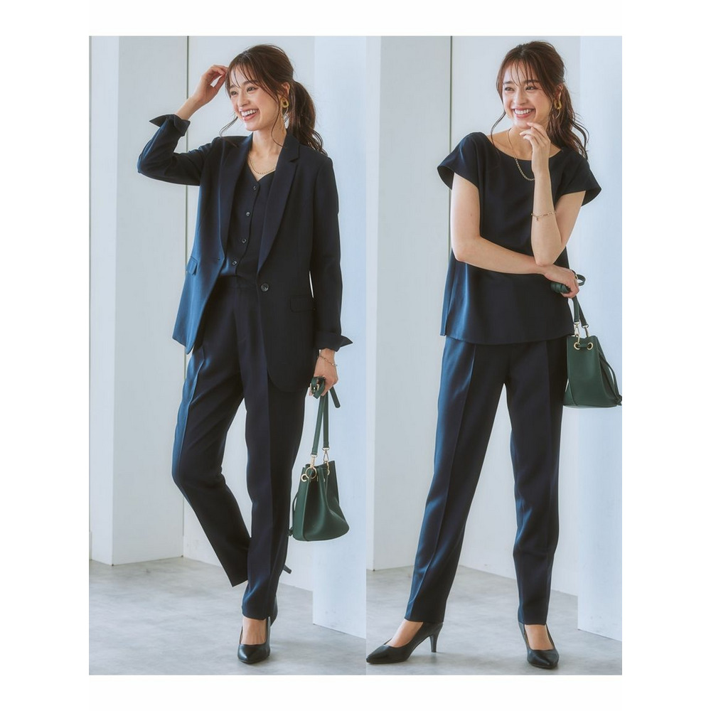 レディーススーツ】ドビー素材セットアップテーパードパンツスーツ3点