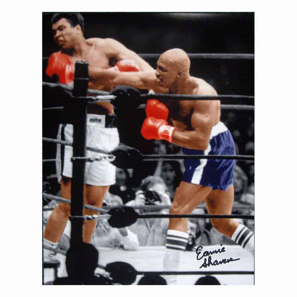 アーニー・シェイヴァーズ直筆サイン入り10×8フォト vs モハメド・アリ