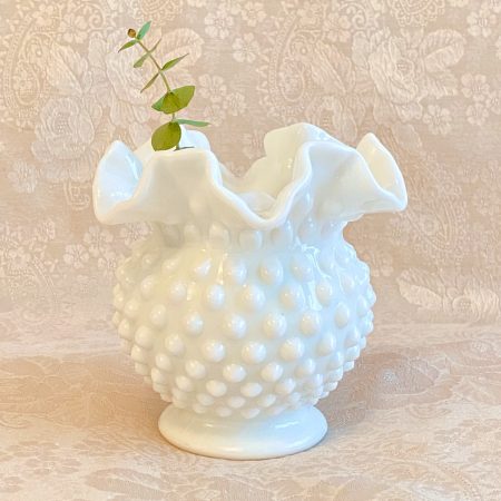 フェントン製 ミルクガラス ピンク フリル 花瓶 – Allen Antiques