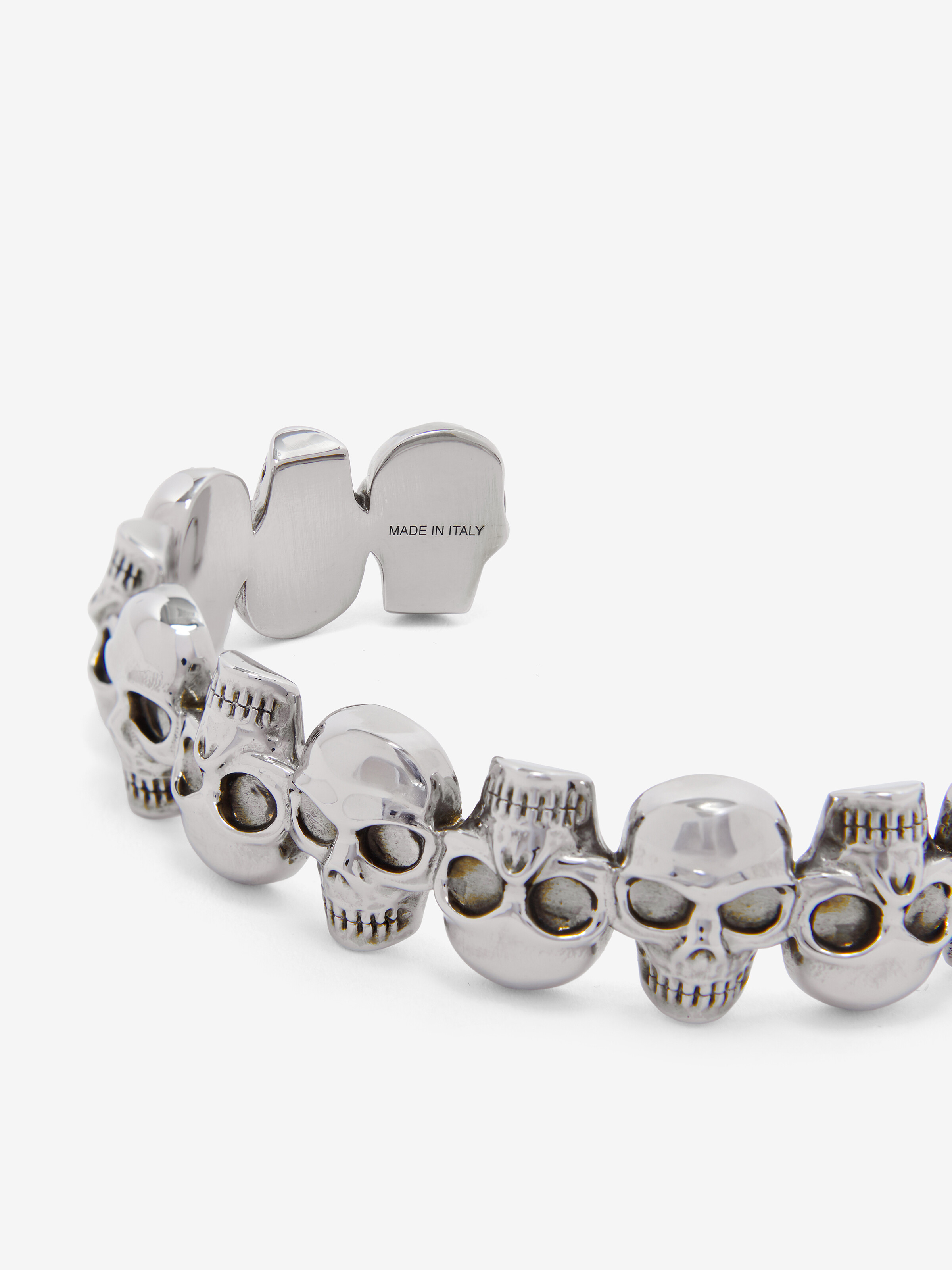 Men's Multi-skull Cuff in Antique Silver | McQueen US