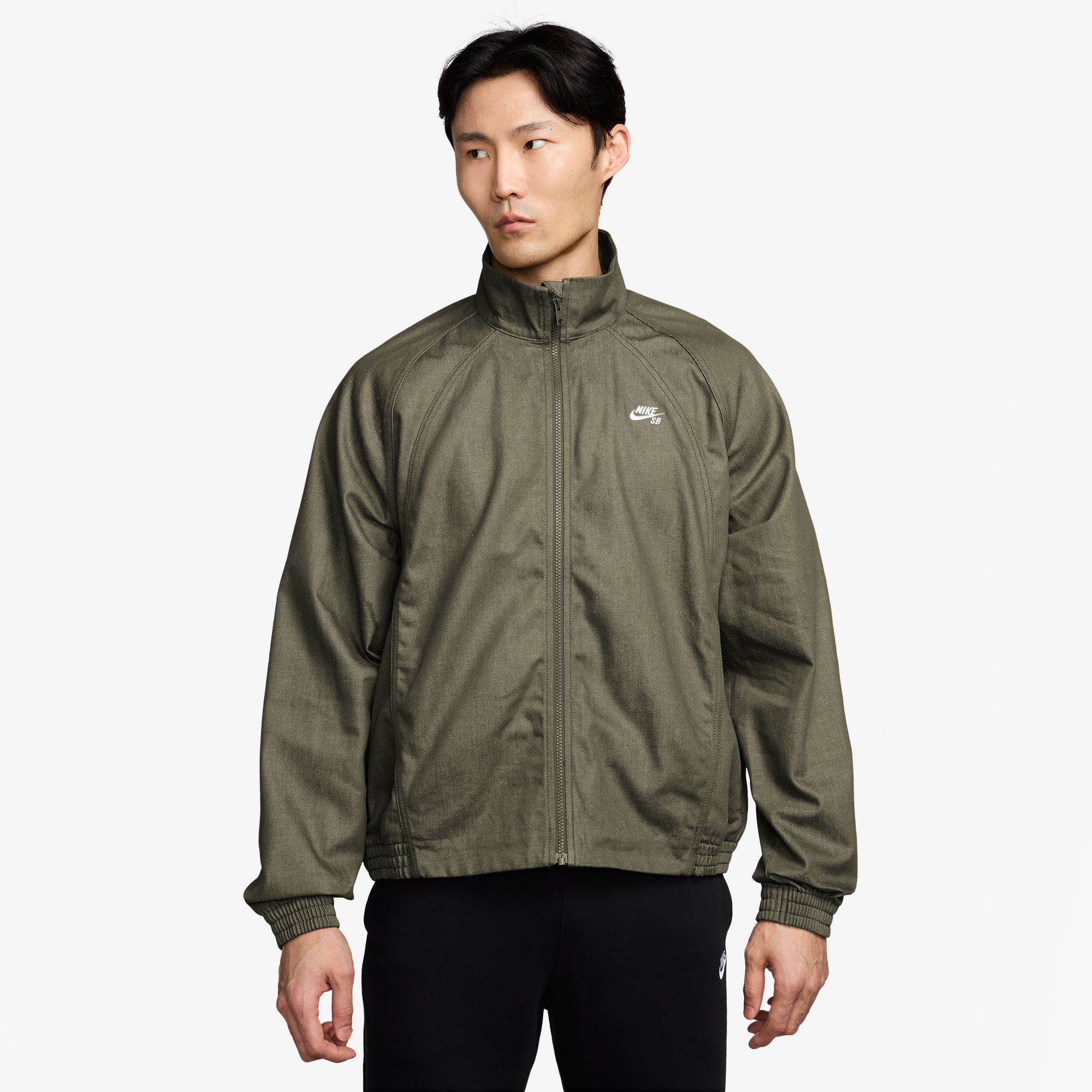 NIKE SB DENIM FULL ZIP TRACK JACKET MEDIUM OLIVE｜ANCHOR SKATE SHOP