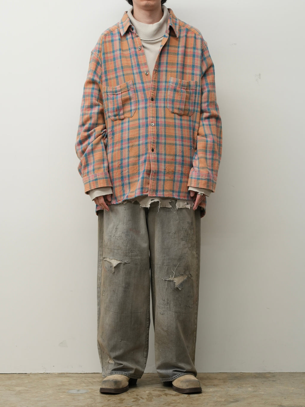 NEL CHECK OVER WORK SHIRT(CAMEL) – ANCELLM