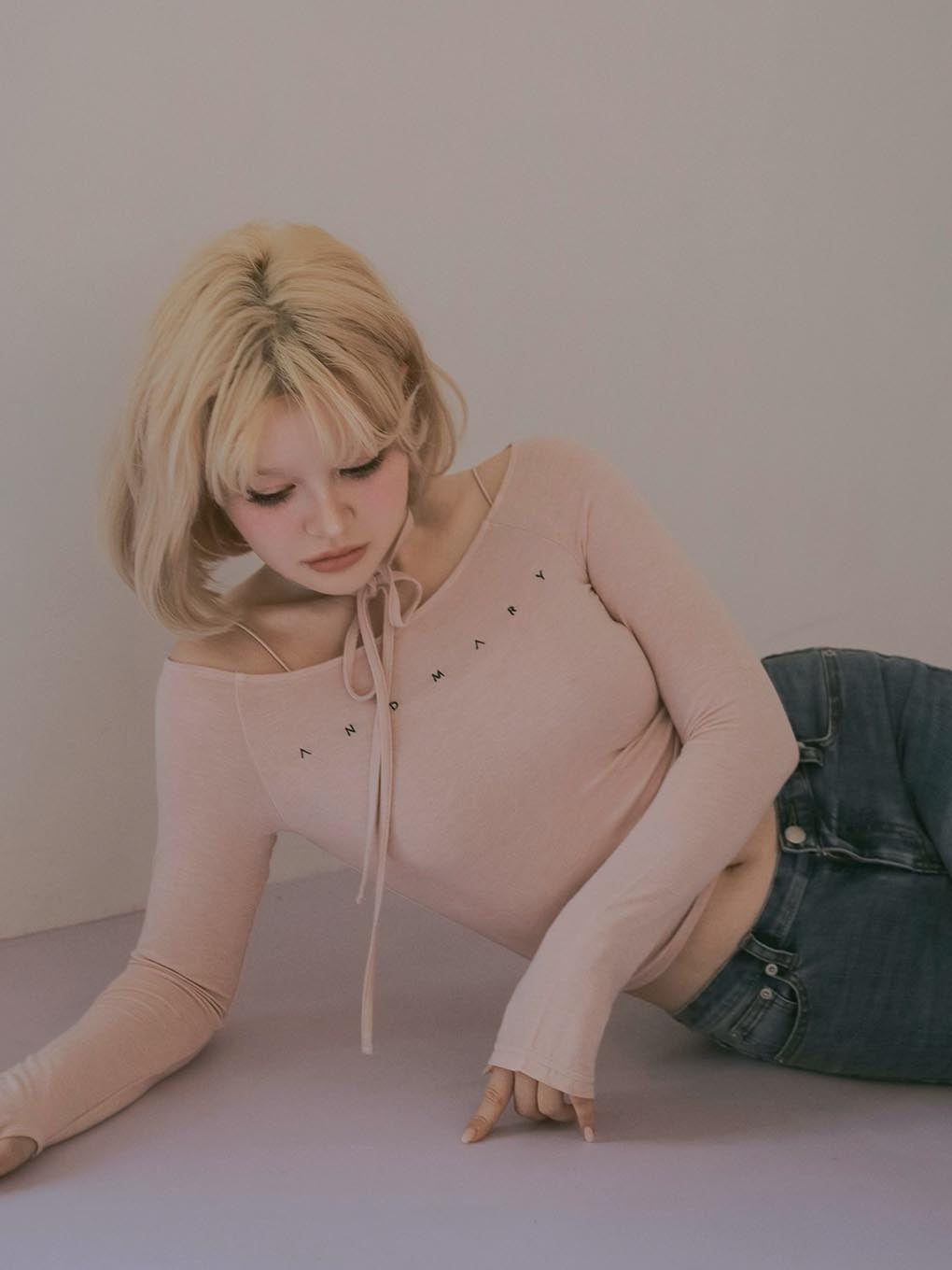 ANDMARY】Mary sheer logo tops