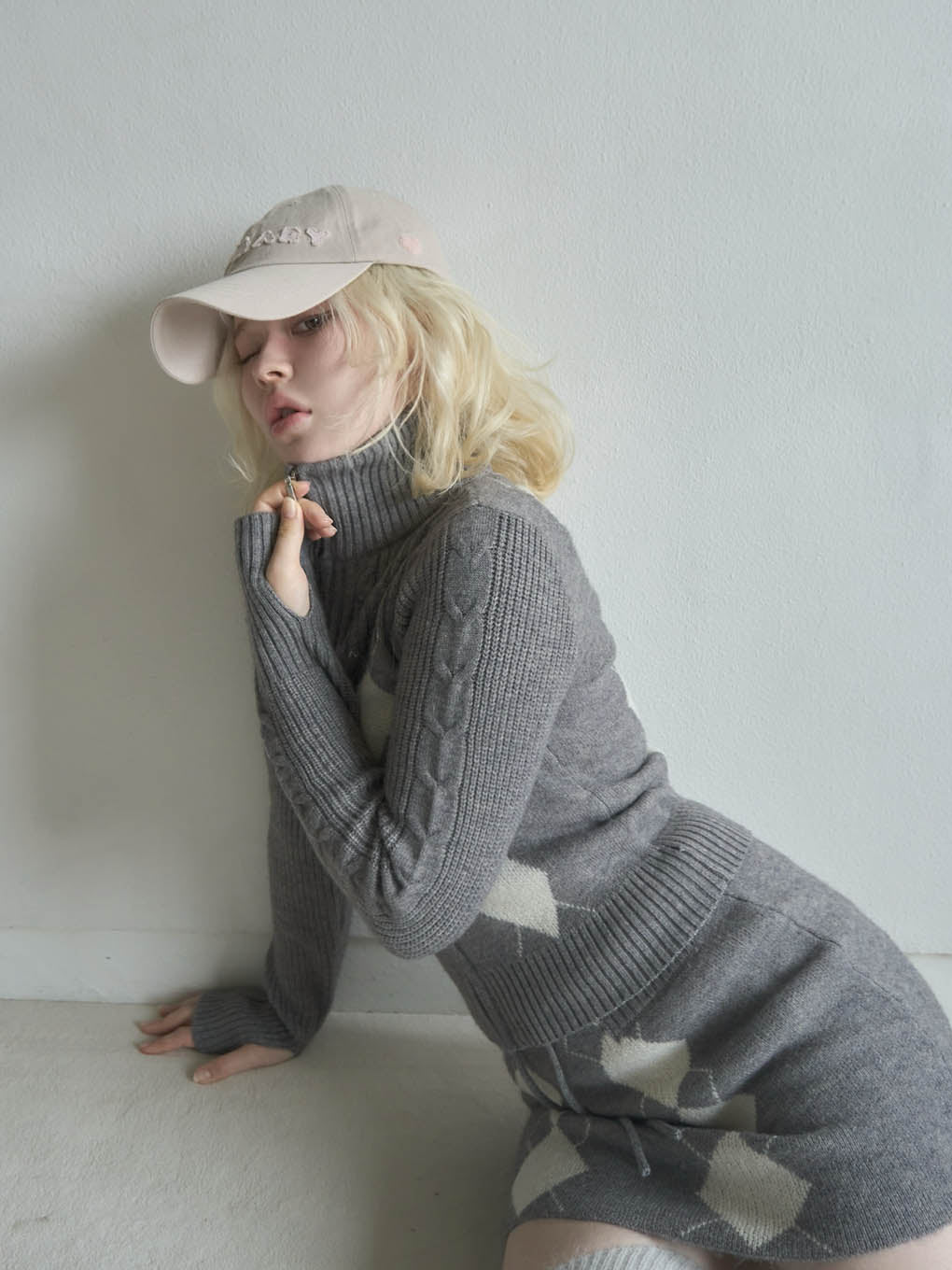 ANDMARY】Argyle knit set up