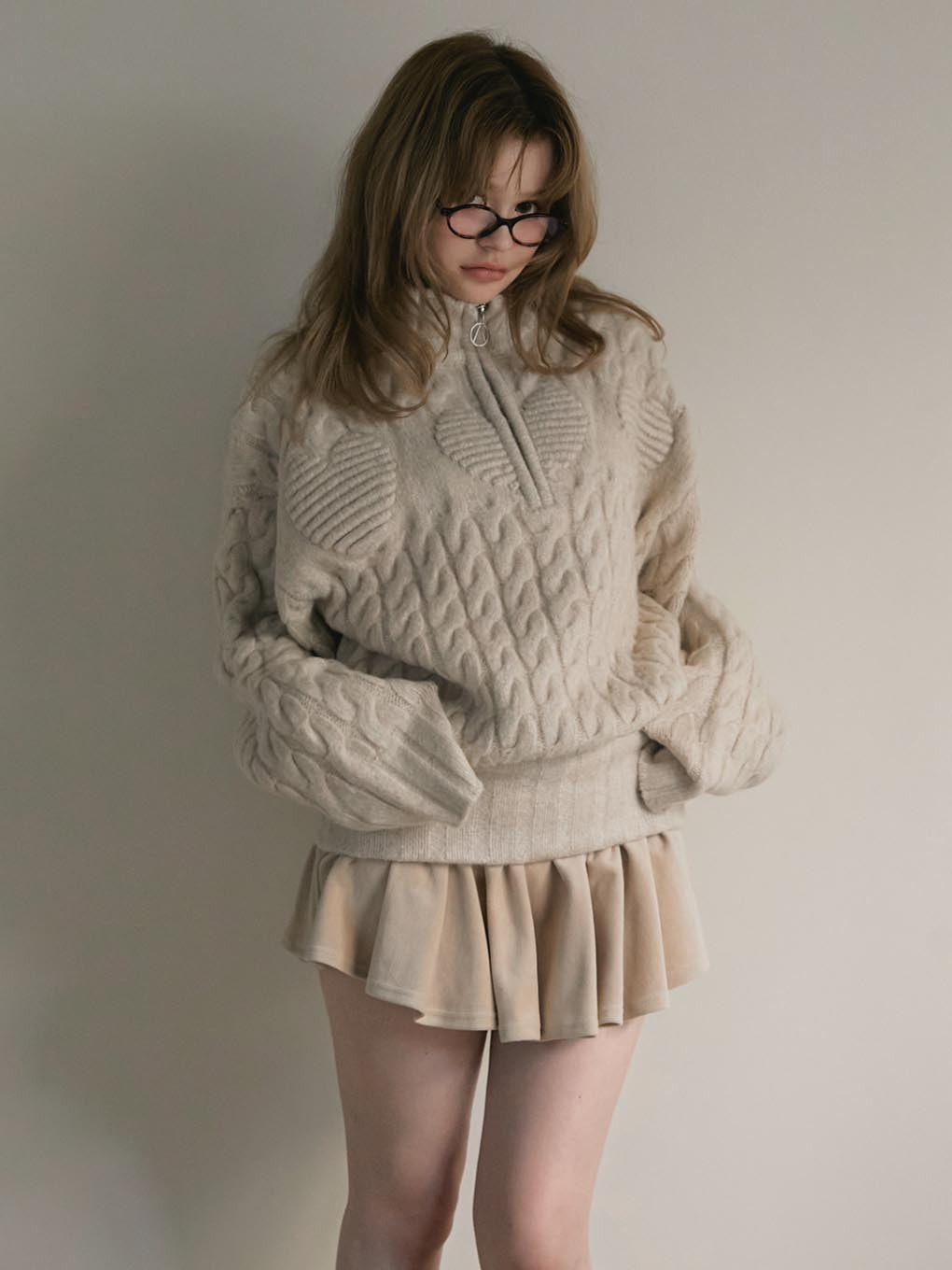 ANDMARY】Silky velor mini skirt