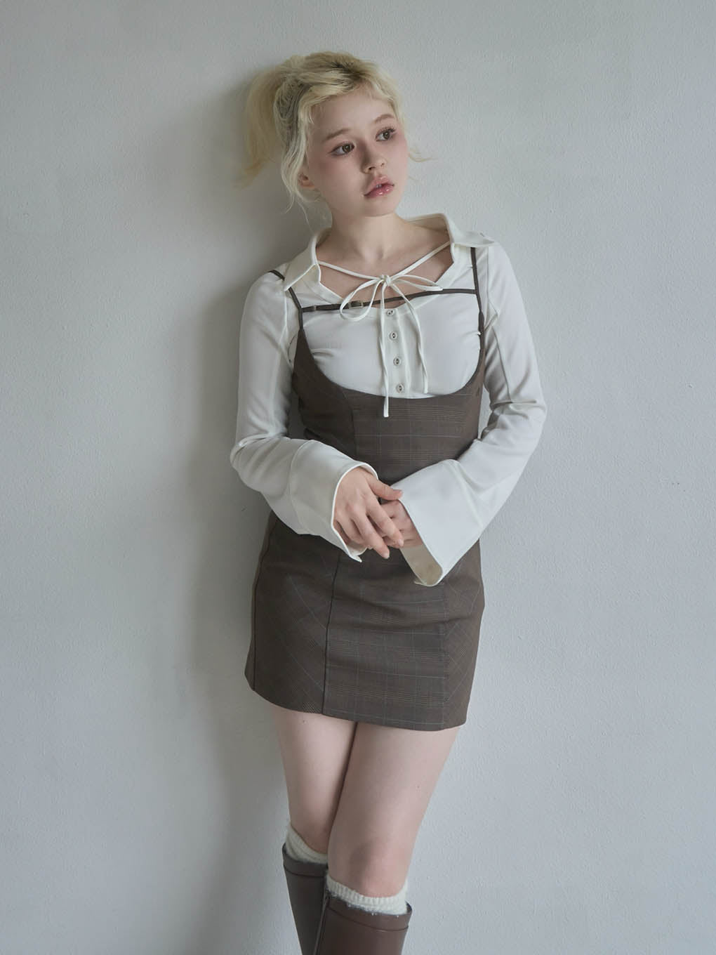 ANDMARY】Betty layered check dress