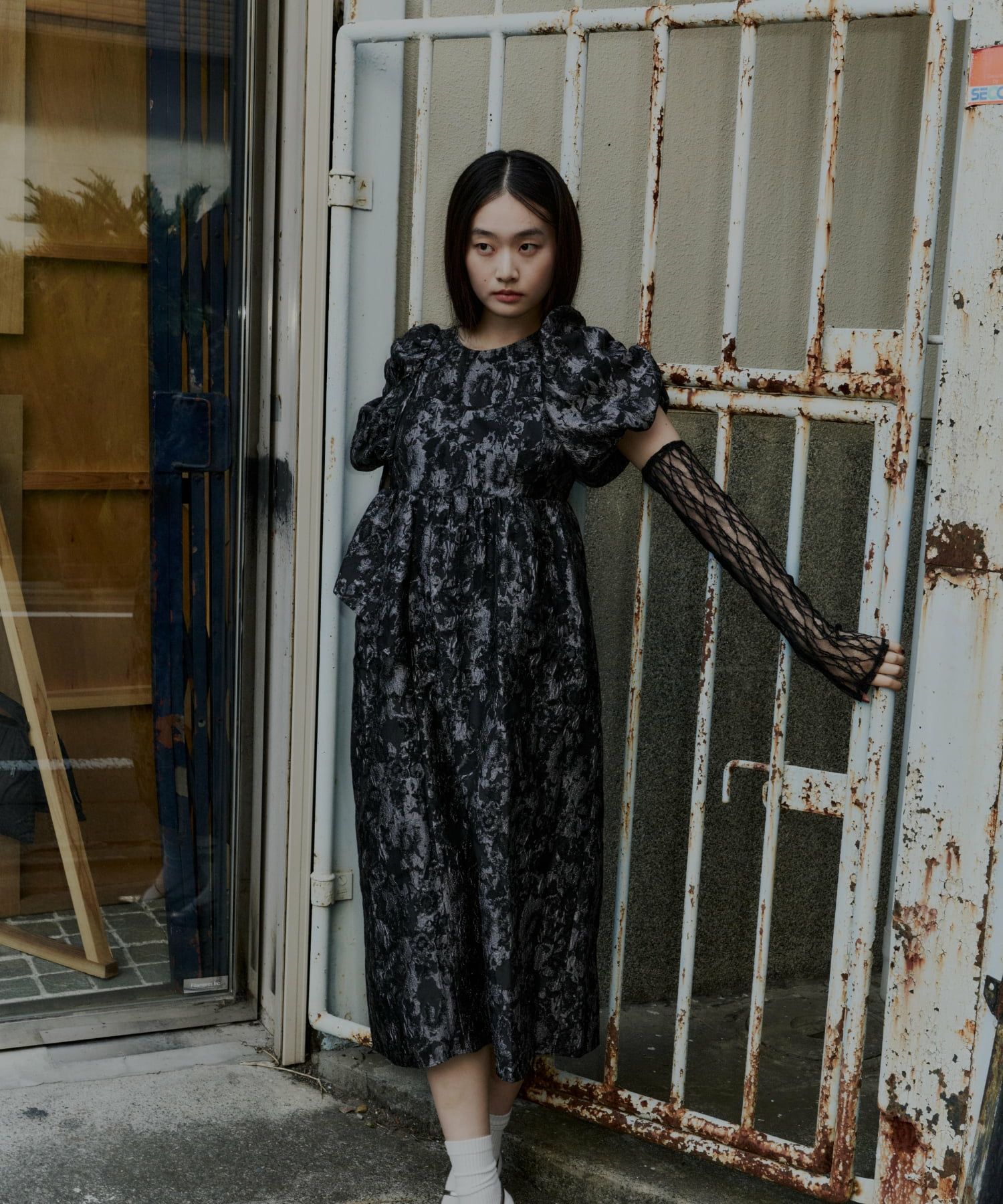 bubble sleeve jacquard dress | ANDRESD