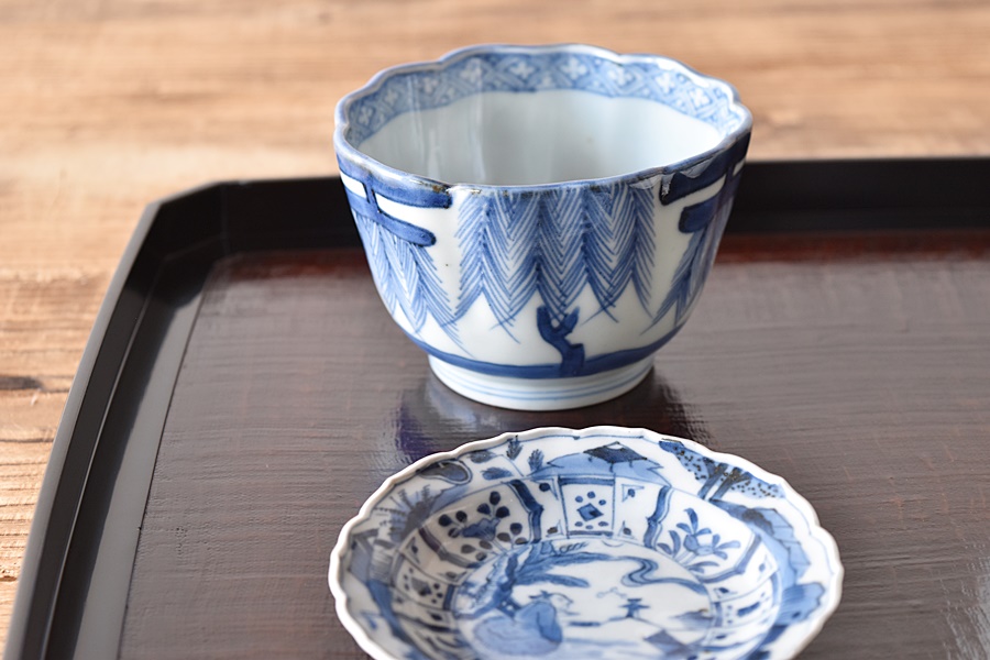 初期手 蕎麦猪口 柳の図 初期手 蕎麦猪口 柳の図 初期手 蕎麦猪口 柳の