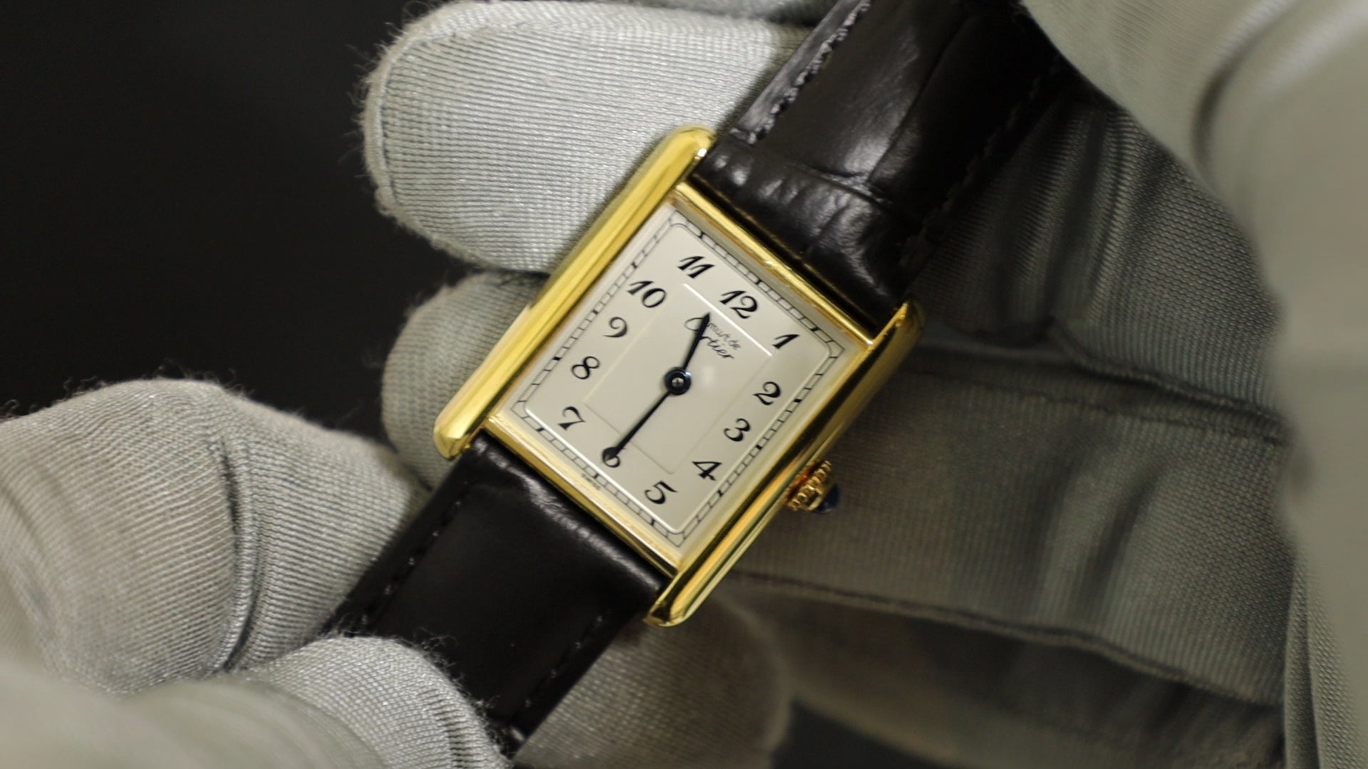 カルティエ マストタンク LM 590005 クォーツ Cal.90 SV925 革 純正D