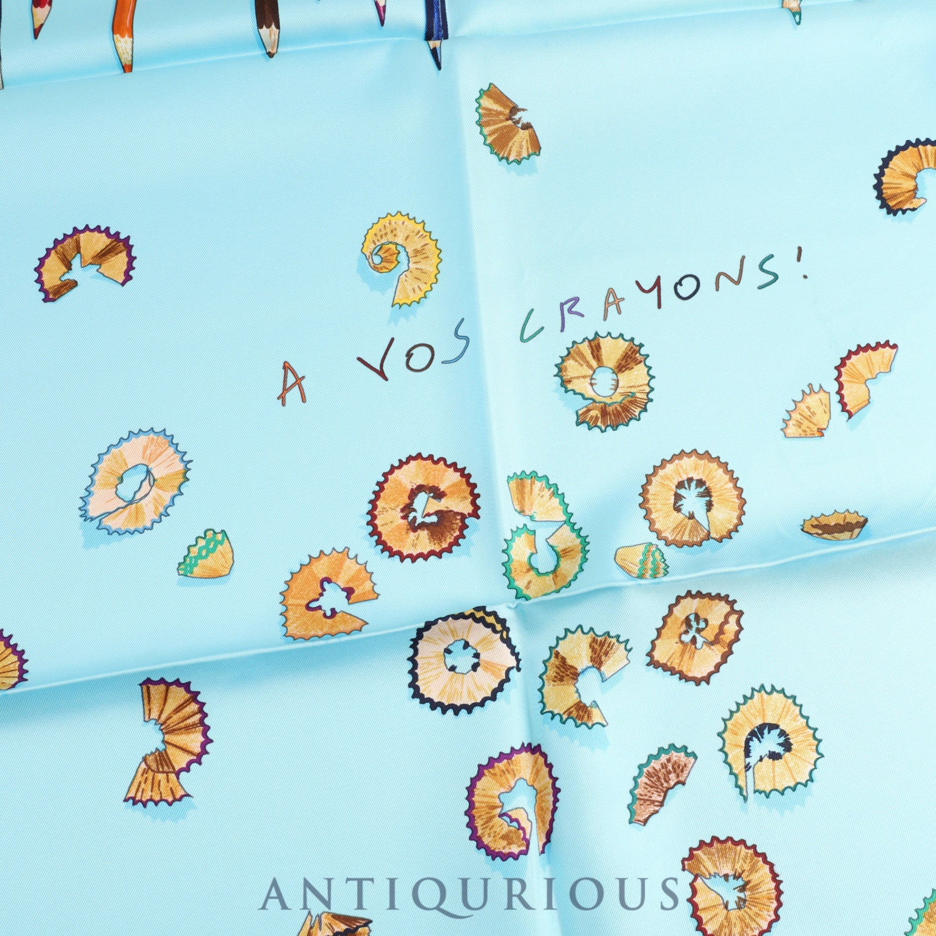 エルメス スカーフ カレ90 A VOS CRAYONS さあ色鉛筆を出して SILK100