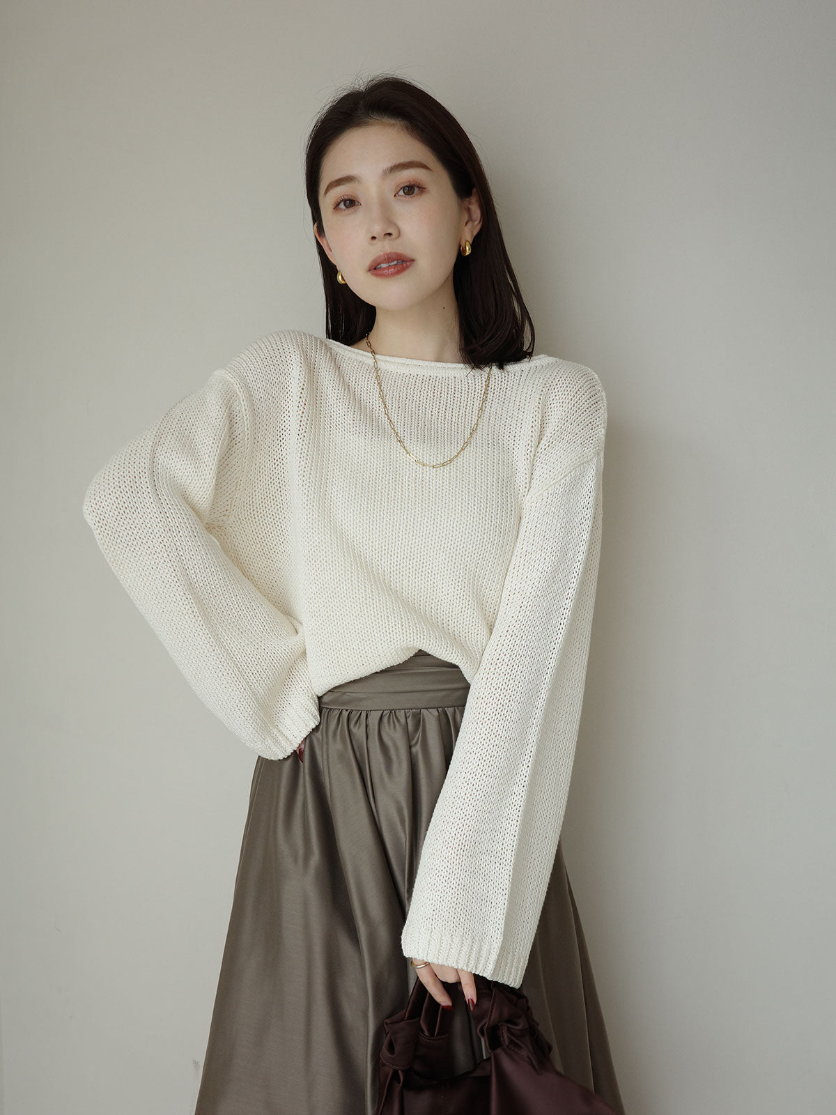 ペーパーヤーンニットプルオーバー