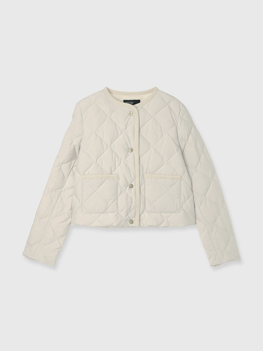 TAION×anuans】ノーカラーキルティングショートダウン