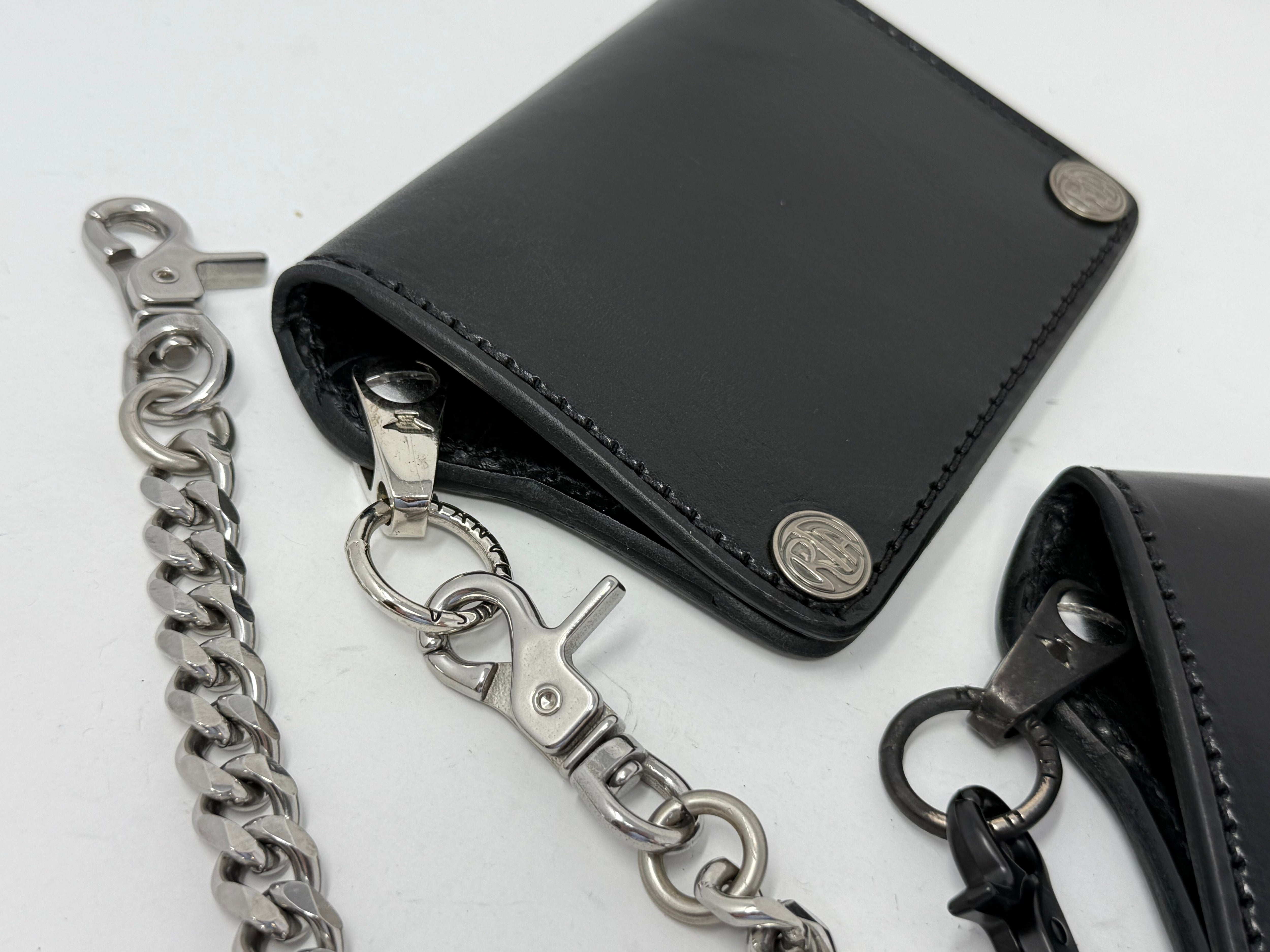 5G Mini Long Leather Chain Wallet - Black Hermann Oak - Anvil Customs