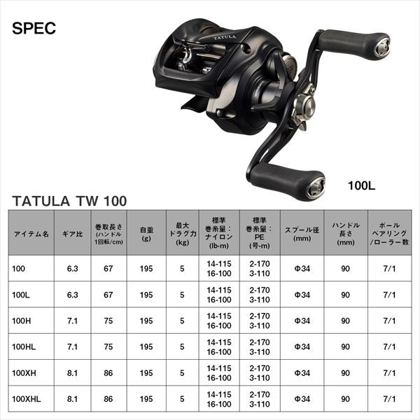 Daiwa 24 Tatula TW 100XHL (Left Handle)