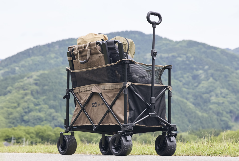 WAQ、耐荷重200kgで最大容量178L。折りたたみできる「アウトドアワゴン