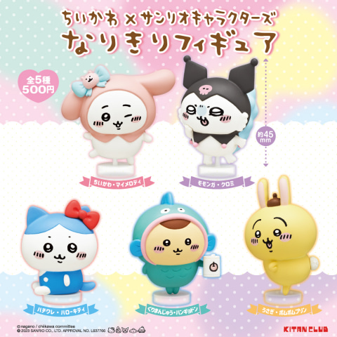 サンリオキャラクターズになりきった「ちいかわ」たちのカプセルトイが