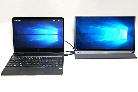 やじうまミニレビュー】縦置きにも対応した15.6型モバイル液晶、ASUS