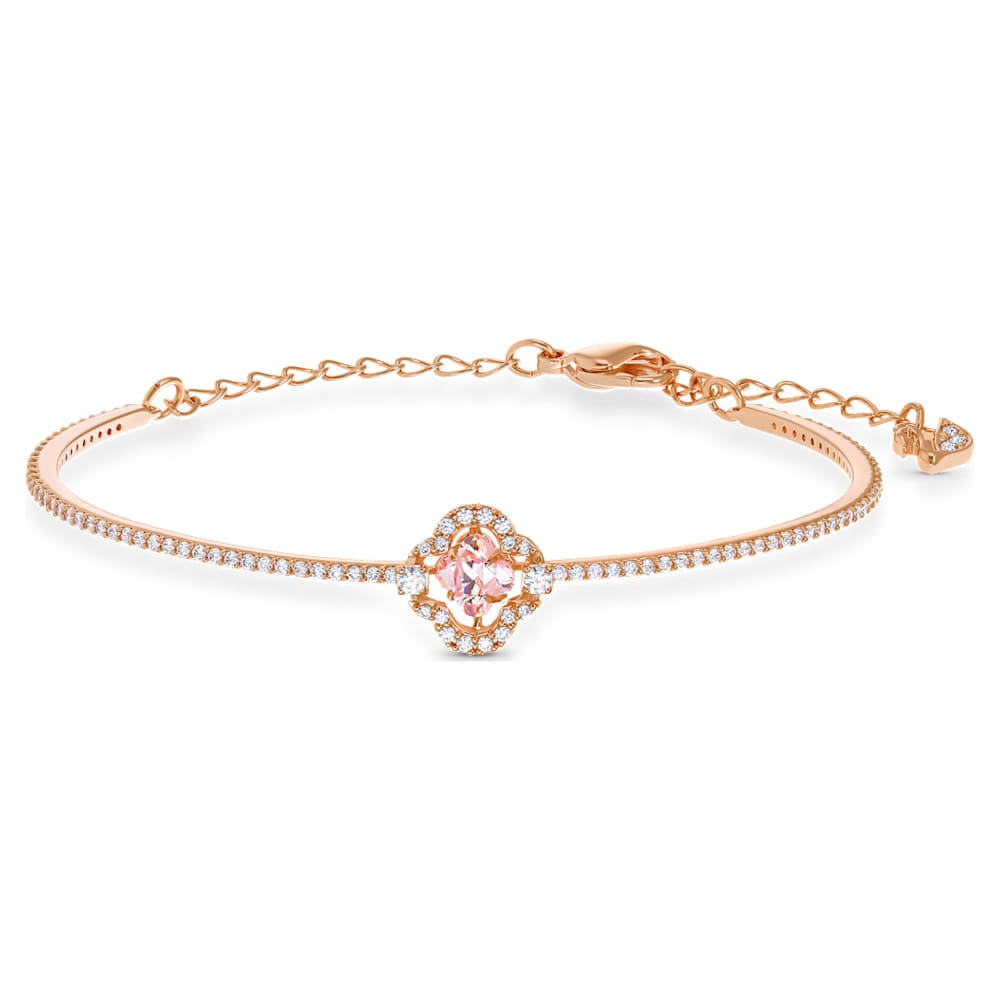 Una bangle, Clover, Pink, Rose gold-tone plated | Swarovski