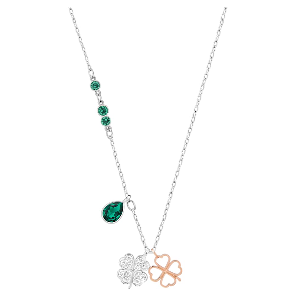 Symbolica pendant, Clover, Green, Mixed metal finish | Swarovski