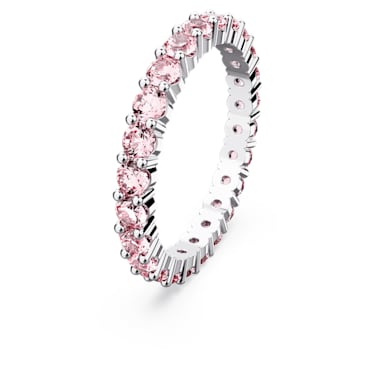 Matrix ring, Round cut, Pink, Rhodium plated | Swarovski