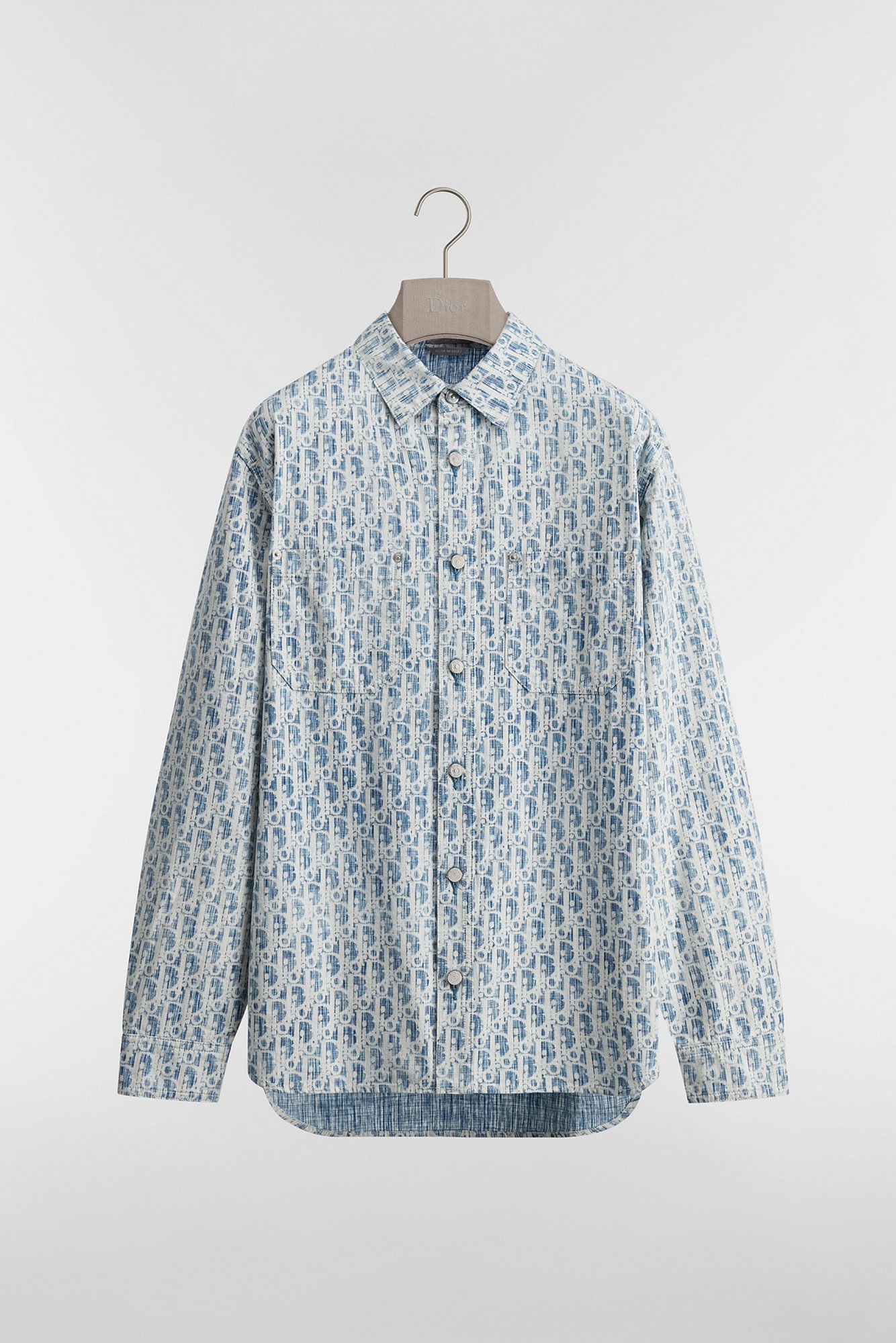 Overshirt Blue and White Dior Oblique Kasuri Cotton Denim | DIOR