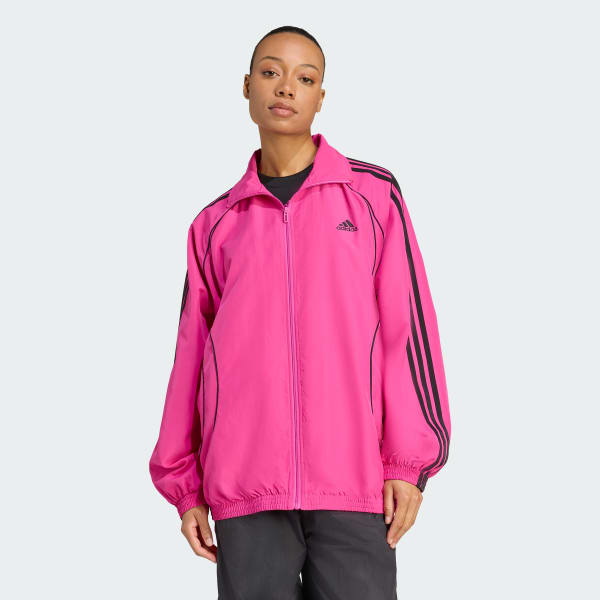 adidas Teamgeist Adicolor Oversized Woven Track Top - Pink | Free