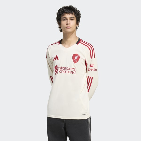 adidas Liverpool FC 25/26 Long Sleeve Away Jersey - White | Free