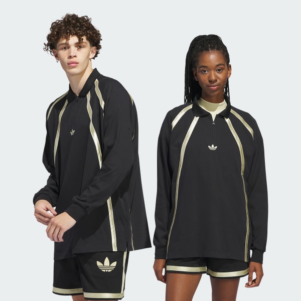 adidas Rugby Long Sleeve Polo Shirt (Gender Neutral) - Black