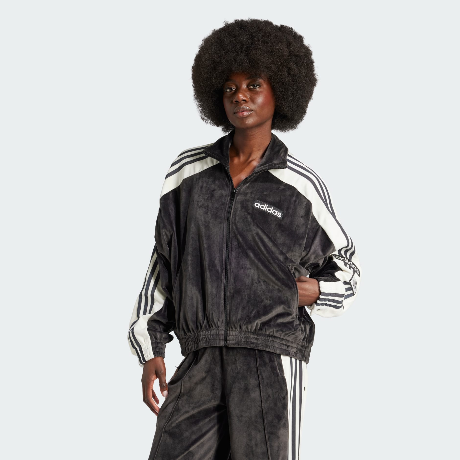 Women's Clothing - Adibreak Velour Track Top - Black | adidas
