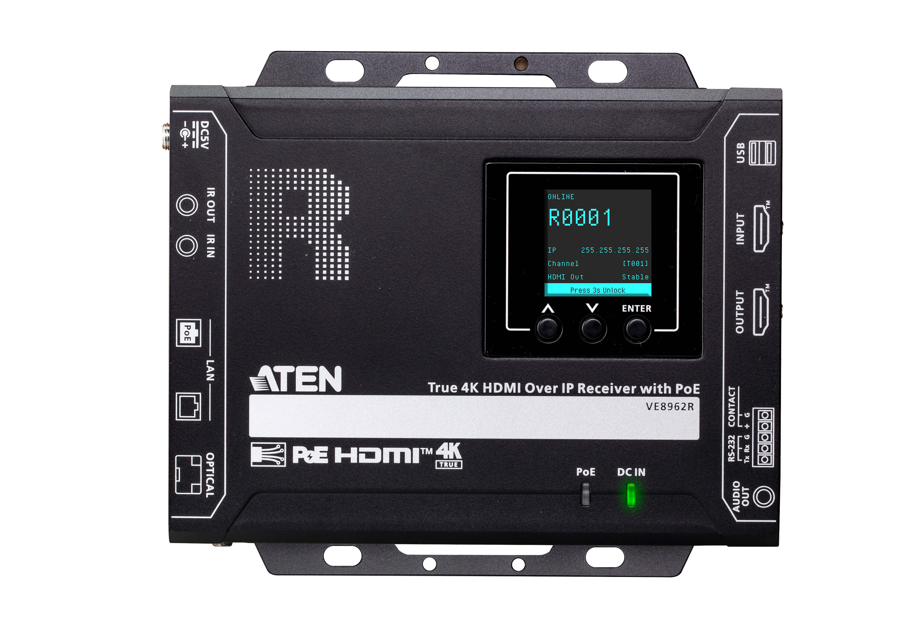 HDMI over IPレシーバー（4K60p＆PoE対応） - VE8962R, ATEN ビデオ