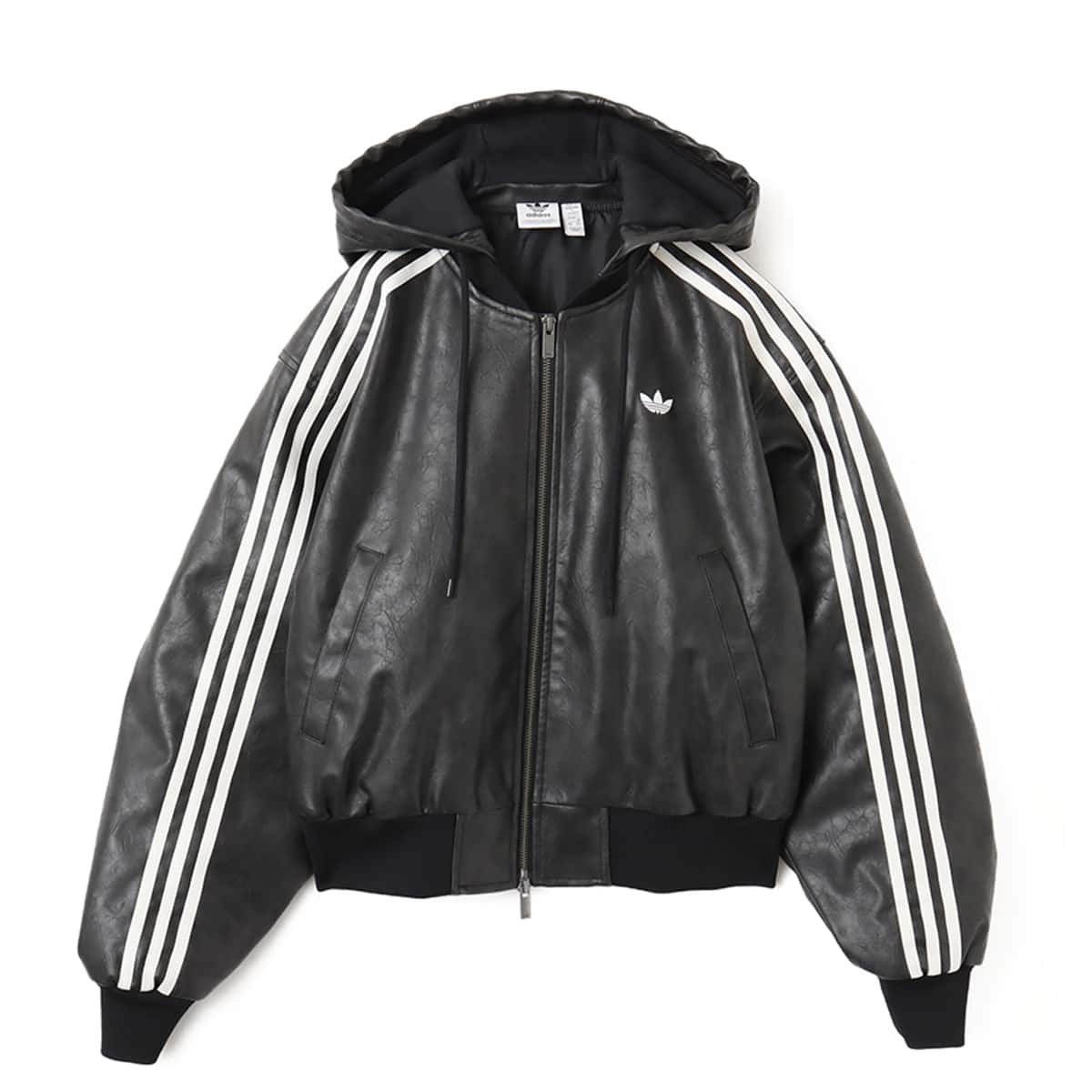 adidas FAUX LEATHER JACKET ブラック（アディダス ファウ レザー