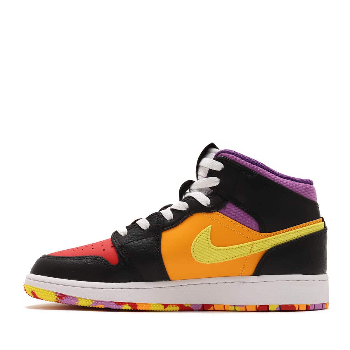 JORDAN BRAND AIR JORDAN 1 MID SS GS (BLACK/OPTI YELLOW-UNIVERSITY