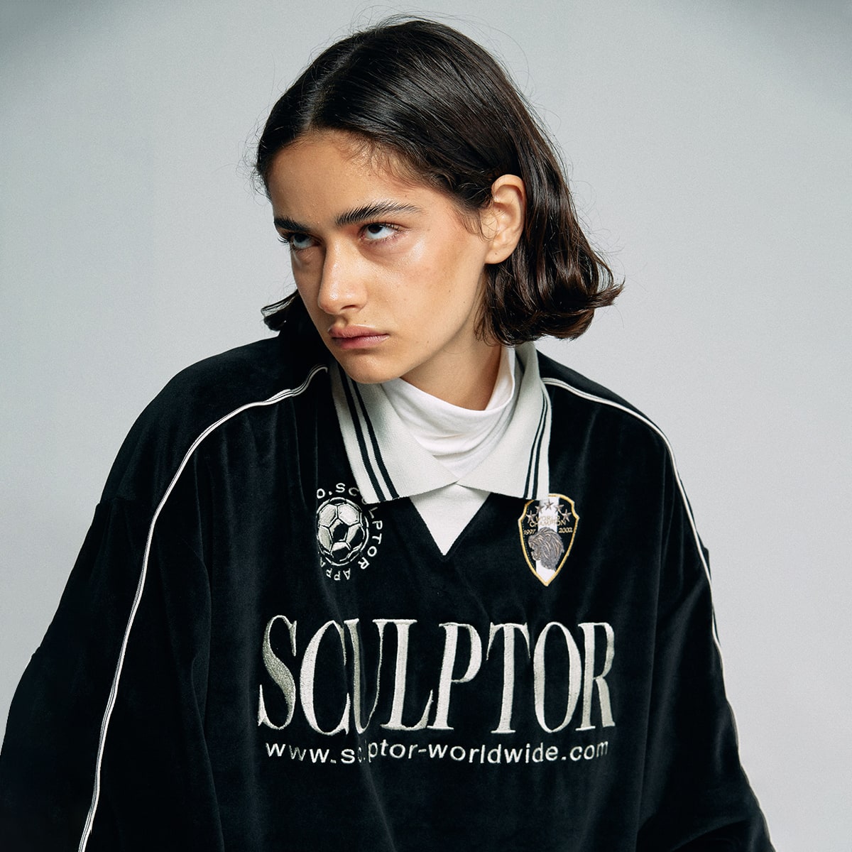 SCULPTOR Velour Soccer Jersey BLACK 22FA-I（スカルプター ベロア