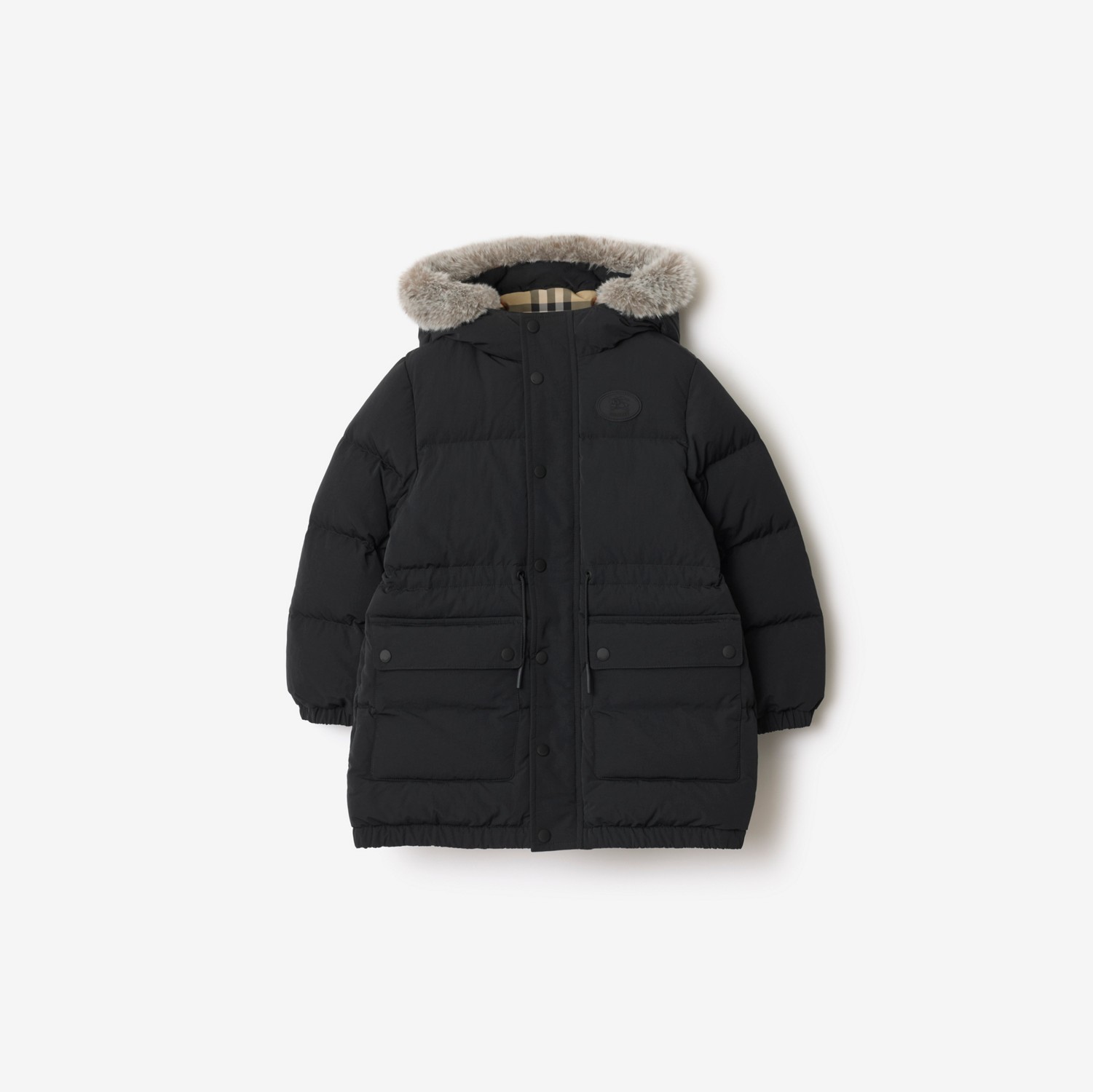 フェイクファートリム ナイロン ダウンコート (ブラック) | Burberry