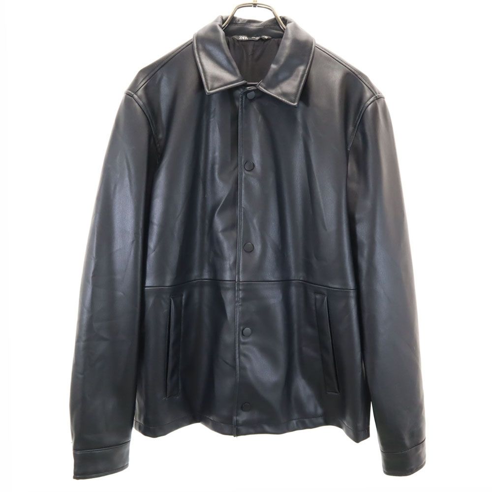 ザラ フェイク レザージャケット M ブラック ZARA メンズ - メルカリ