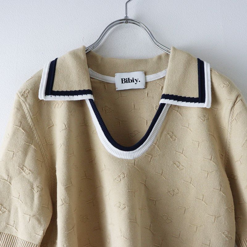 美品 ビビィ Bibiy 25 B. SUMMER KNIT F＼ベージュ サマーニット ロゴ