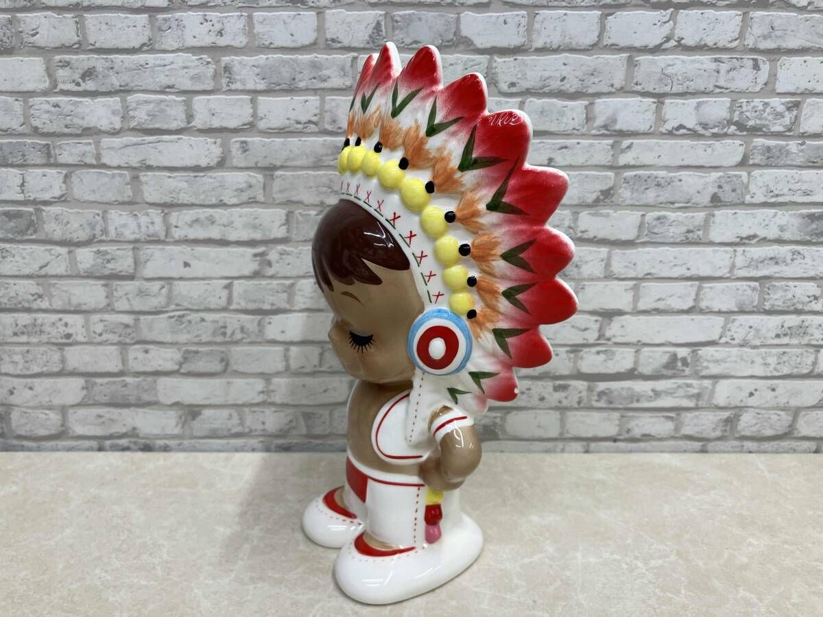 内藤ルネ RUNE 陶器製 貯金箱 インディアン 赤色 人形 雑貨 昭和レトロ