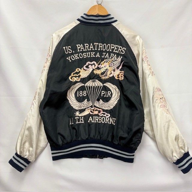 Lサイズスカジャン 鷲 龍 黒 ベルベット YOKOSUKA 1990年代 Lサイズ