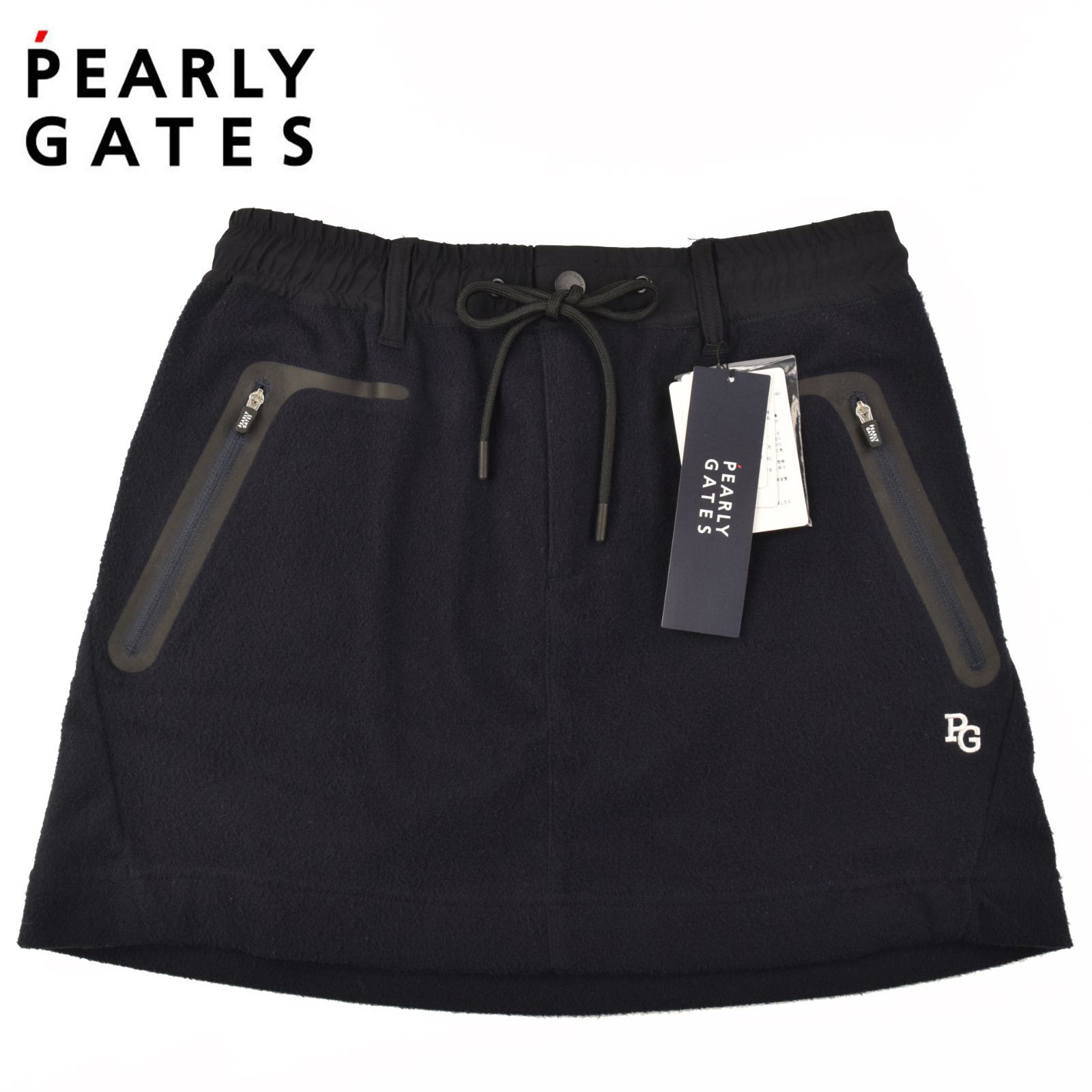 サイズ：1・M・新品】パーリーゲイツ 裏メッシュ 起毛 スカート 濃紺