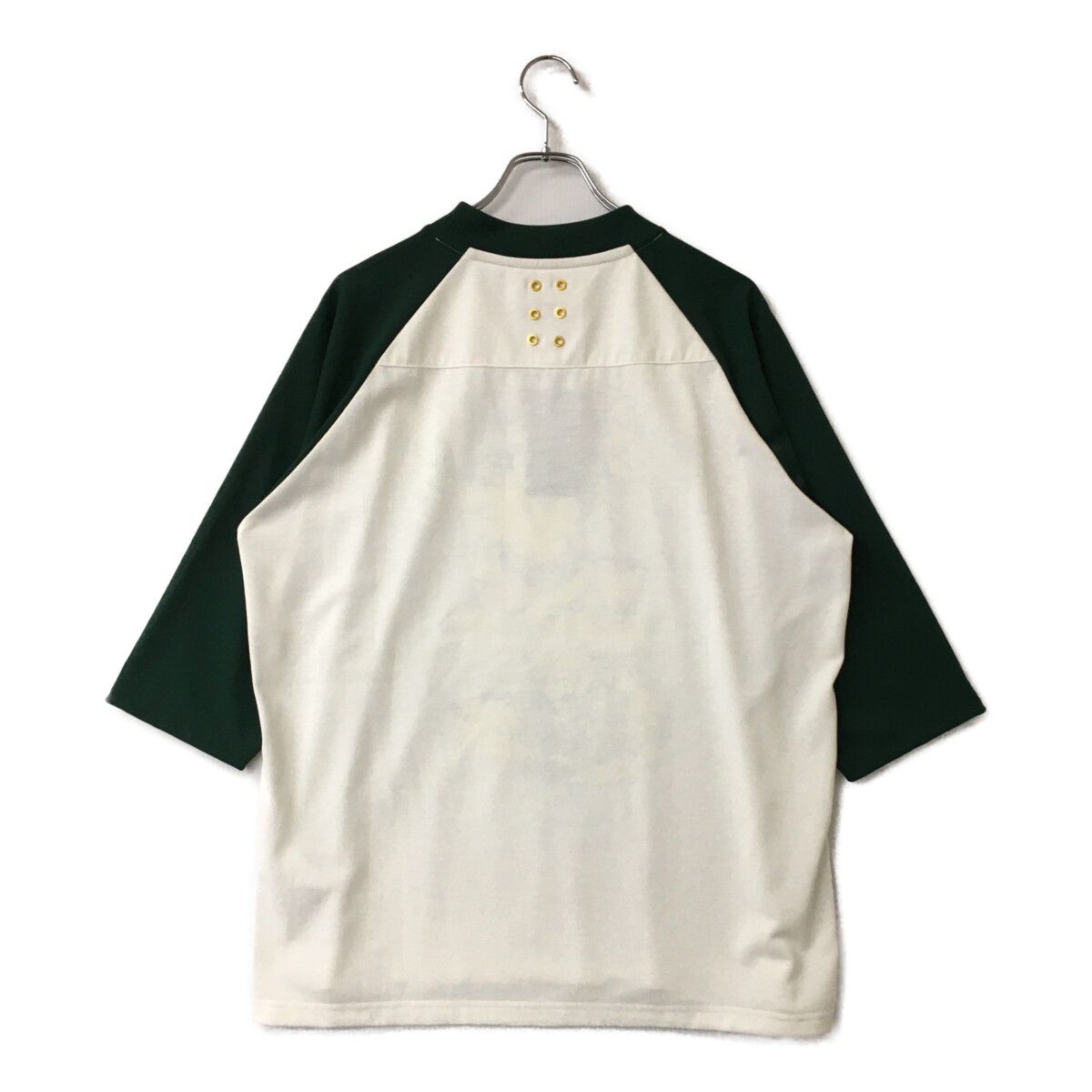 未使用品 メンズ ラッセルノ RUSSELUNO 長袖シャツ 5(L) 緑×白 7分袖