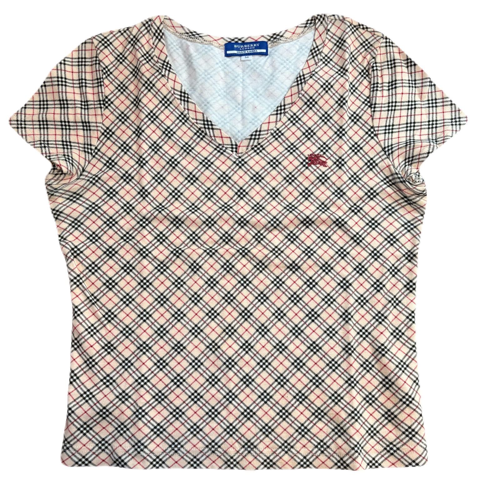 バーバリー ロンドン ブルーレーベル Tシャツ Mサイズ ノバチェック柄