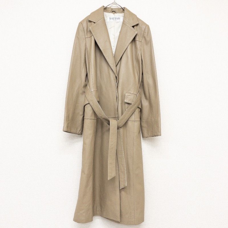 BALMAIN バルマン トレンチコート レザーコート ロング ベルト
