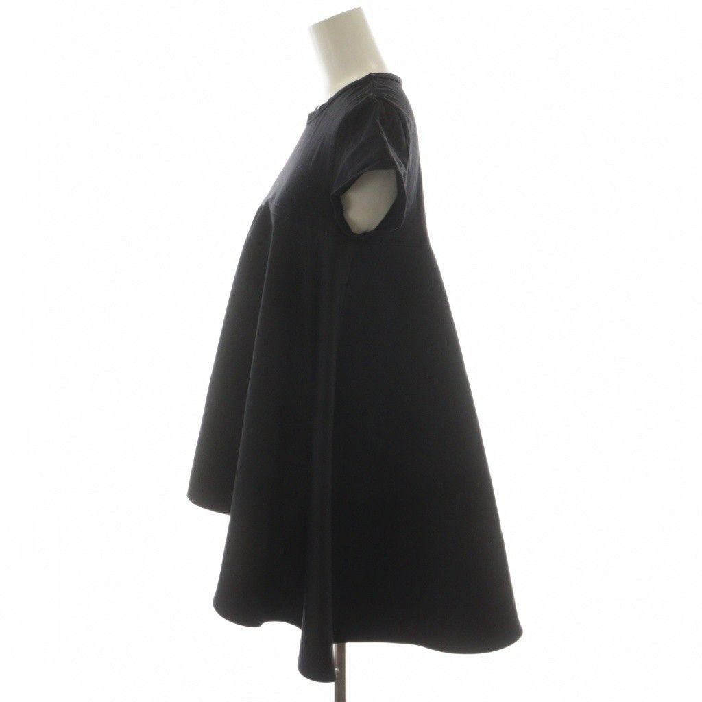 ヨーコチャン YOKO CHAN カットソー 半袖 切替 フレア 38 黒 ブラック