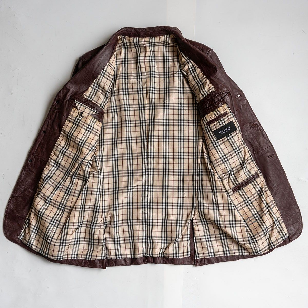 最高級】BURBERRY BLACK LABEL【レザー テーラードジャケット】M 山羊